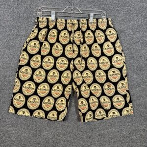 Guinness Shorts Mens Large Black All Over Print Extra Stout Label Logo Lounge